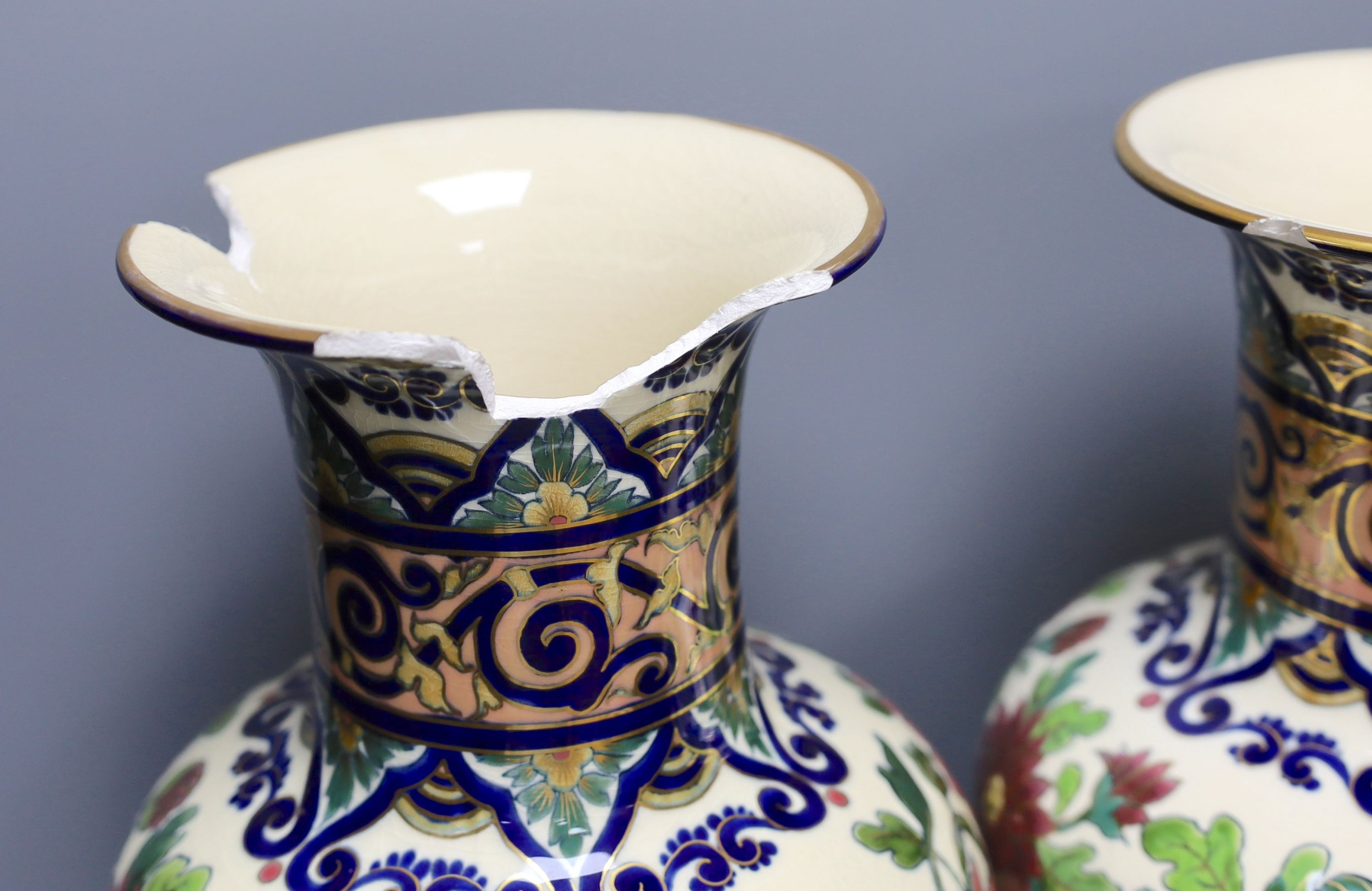 A large pair of Zsolnay Pecs vases - 50.5cm tall